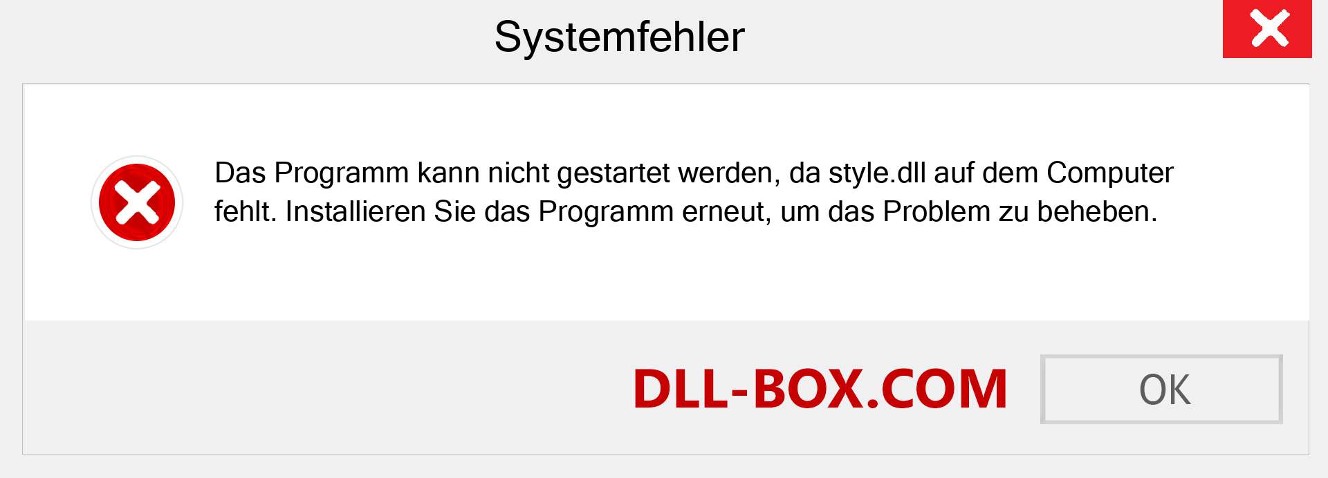 style.dll-Datei fehlt?. Download für Windows 7, 8, 10 - Fix style dll Missing Error unter Windows, Fotos, Bildern